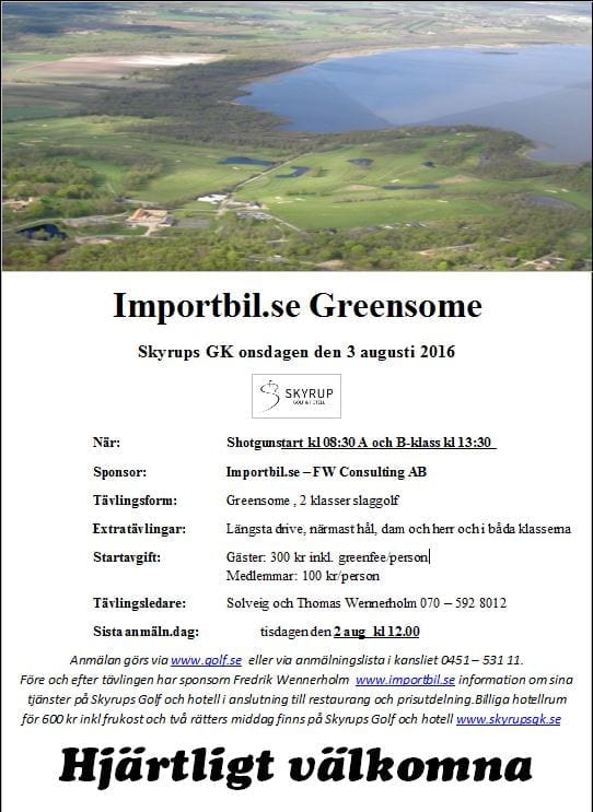 Importbil har golftävling i Skyrup