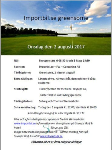 Greensome golftävling på Skyrups GK
